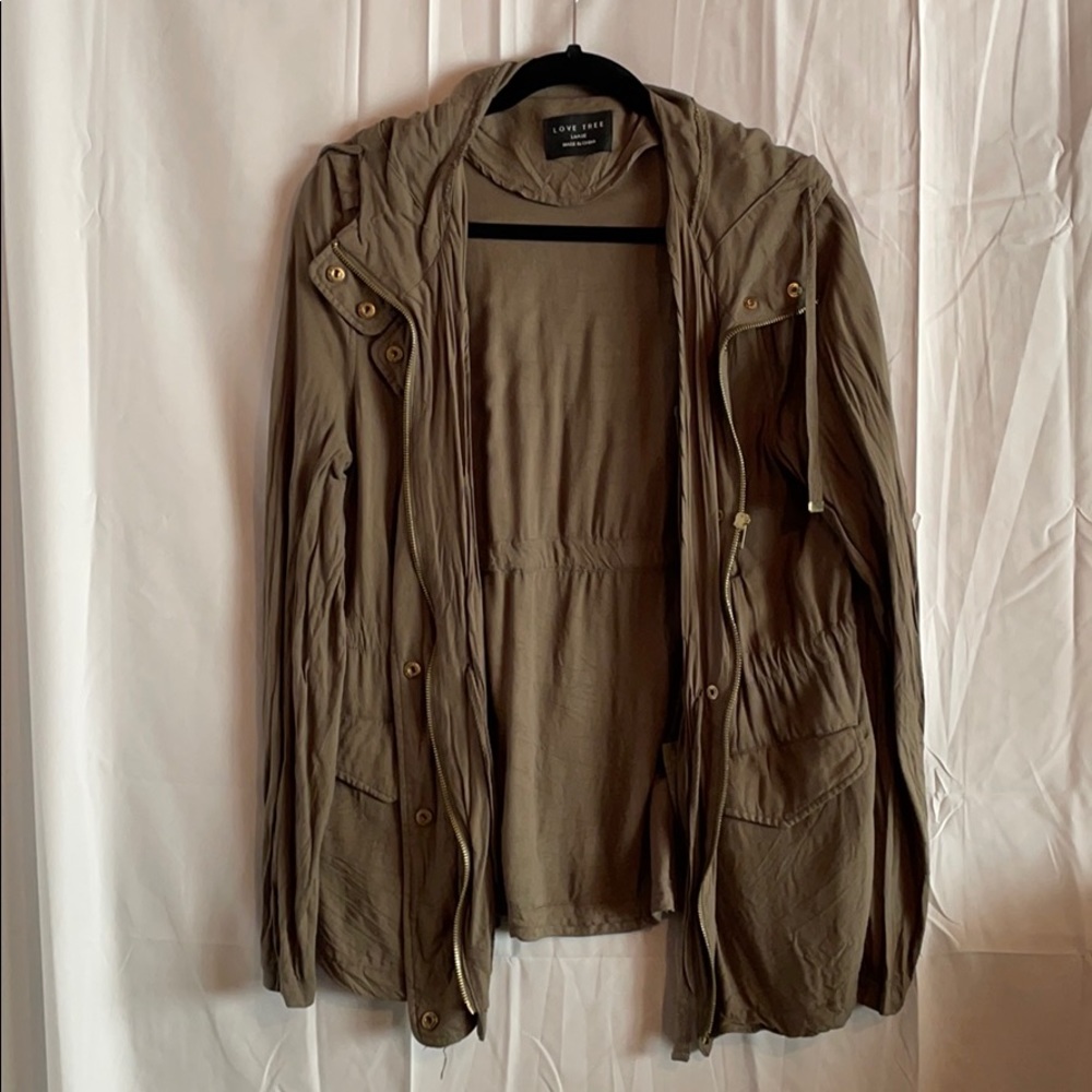 Army green linen jacket